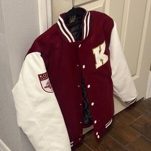 Red and White Varsity Jacket with 'K' Patch